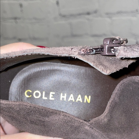 Cole Haan Dark Brown Suede Heeled Boots Sz 8 NWOB - Picture 2 of 10